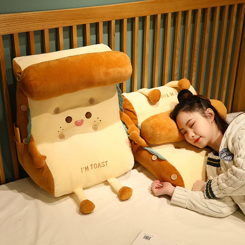 2 Faces Toast Bread Bedside Comfy Cushion Pillow